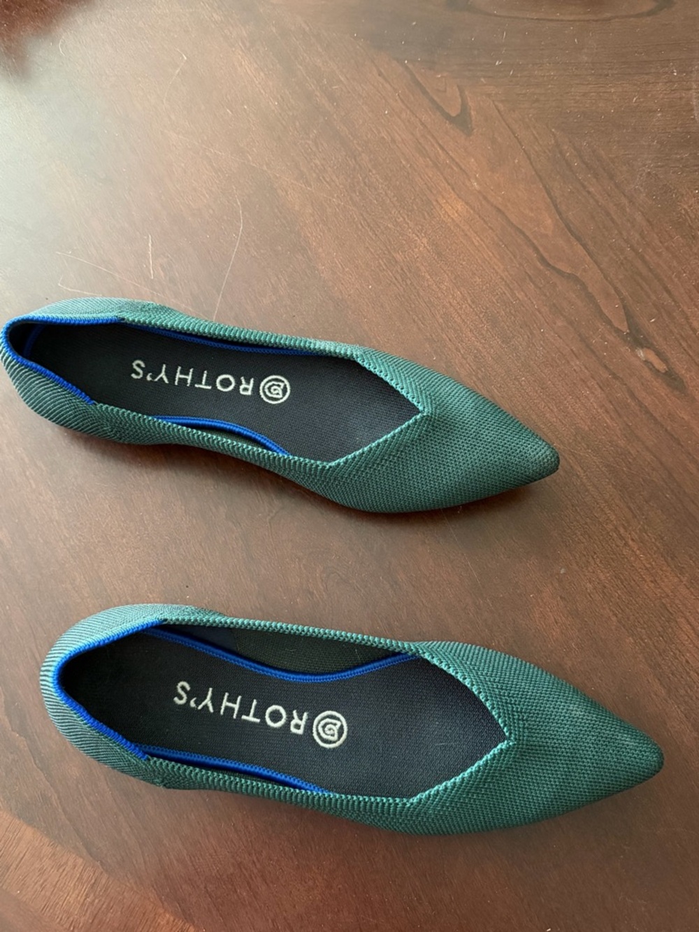 Rothy's Women's Pointed Knit Flats in Green - Picture 2 of 6